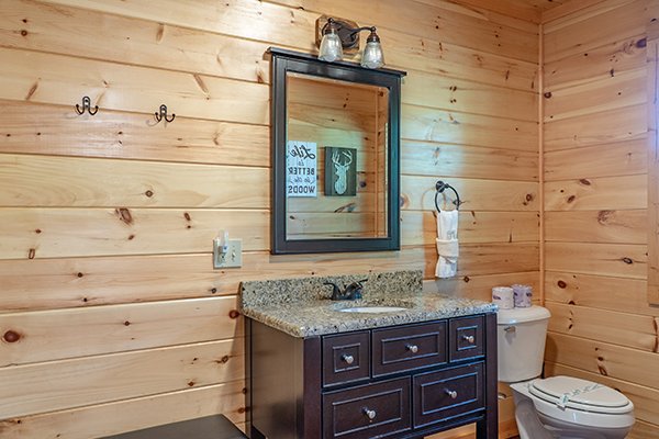 Third bathroom vanity at Relaxation Ridge, a 2 bedroom cabin rental located in Pigeon Forge