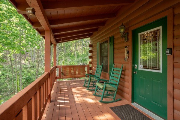 Front porch at Mountain Breeze, a 1 bedroom cabin rental located in Pigeon Forge