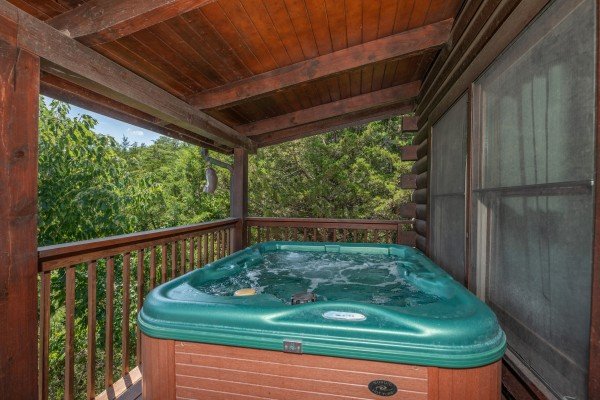 Hot tub at Top of the Way, a 2 bedroom cabin rental located in Pigeon Forge