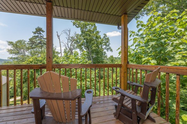 Deck seating at High In The Smokies, a 2 bedroom cabin rental located in Gatlinburg