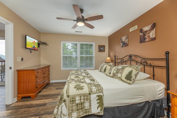 Lower level king room at High In The Smokies, a 2 bedroom cabin rental located in Gatlinburg