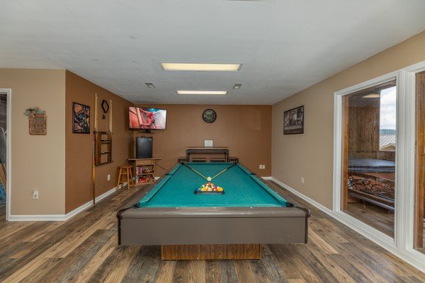 Pool table at High In The Smokies, a 2 bedroom cabin rental located in Gatlinburg