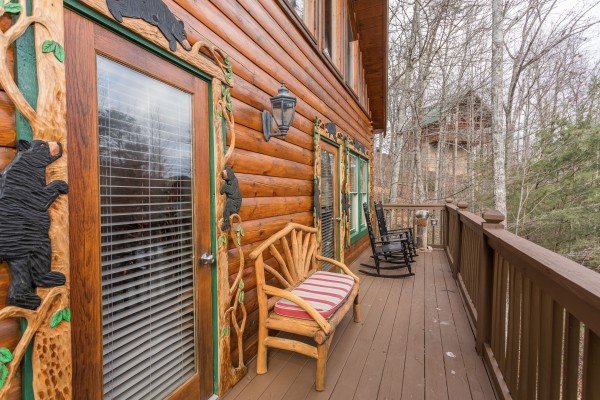 Deck seating at 5 Star Celebration, a 1 bedroom cabin rental located in Pigeon Forge