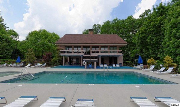 Pool and clubhouse access for guests at Without a Paddle, a 3 bedroom cabin rental located in Gatlinburg