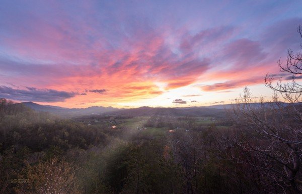 Sunset at Hummingbird's Views, a 1 bedroom cabin rental located in Pigeon Forge