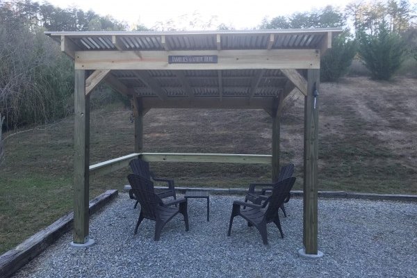 Covered outdoor seating area at Heaven Sent, a 2-bedroom cabin rental located in Pigeon Forge