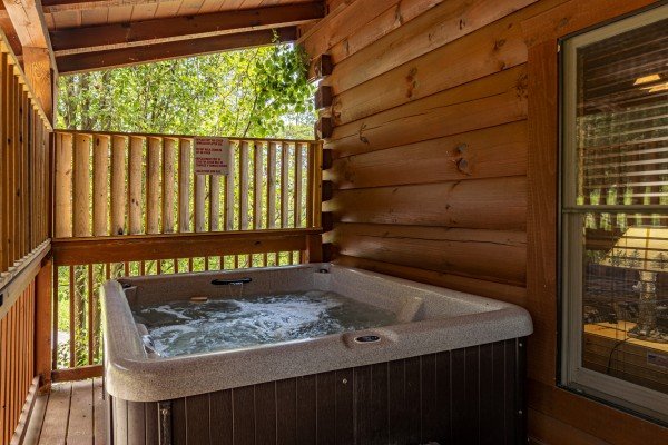 Hot tub at Smokies Serenity, a 2 bedroom cabin rental located in Douglas Lake