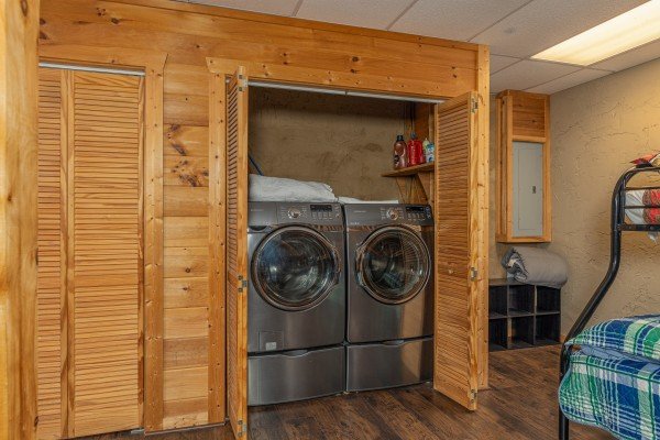 Laundry amenities at Smokies Serenity, a 2 bedroom cabin rental located in Douglas Lake
