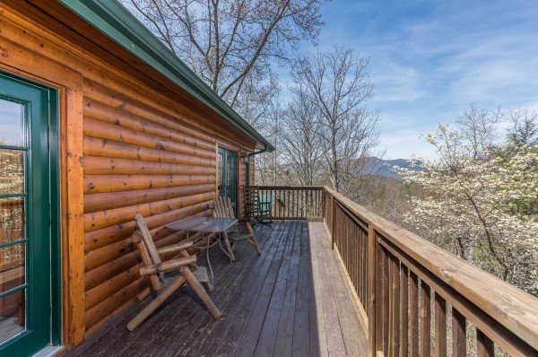 Blooming trees viewed from the second deck at Pine Splendor, a 5 bedroom cabin rental located in Pigeon Forge