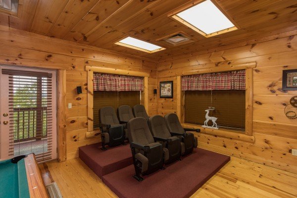 Theater seating at Pigeon Forge View, a 6 bedroom cabin rental located in Pigeon Forge