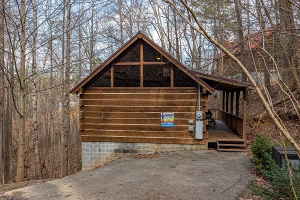 Exterior side view at Henwood's Hideaway, a 1 bedroom cabin rental located in Pigeon Forge