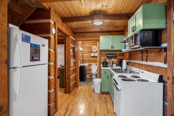 Kitchen appliances at Henwood's Hideaway, a 1 bedroom cabin rental located in Pigeon Forge
