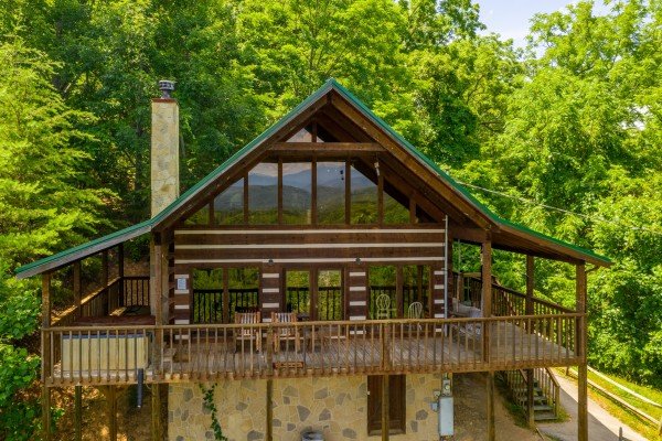 Close front exterior view at A Room With A View, a 1 bedroom cabin rental located in Pigeon Forge