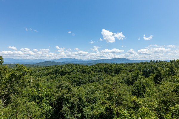 Side Mountain view from deck without guard rail at A Room With A View, a 1 bedroom cabin rental located in Pigeon Forge