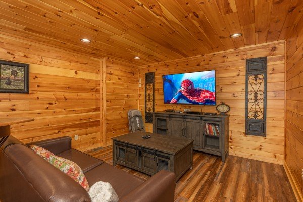 Theater room at Pinot Paradise, a 3 bedroom cabin rental located in Pigeon Forge
