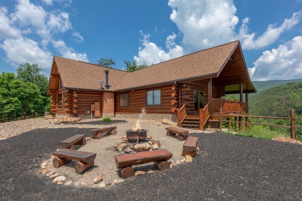 Fire pit at God's Country, a 4 bedroom cabin rental located in Pigeon Forge