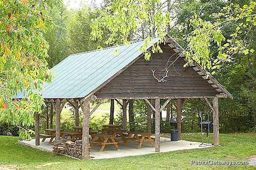 Resort picnic pavilion at God's Country, a 4-bedroom cabin rental located in Pigeon Forge