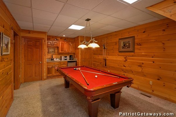 Billiards table at The Big View, a 4 bedroom cabin rental located in Pigeon Forge
