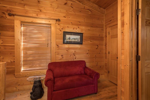 Sleeper sofa in the loft at 5 Little Cubs, a 2 bedroom cabin rental located in Pigeon Forge