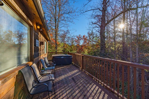 Deck seating at A Dream Romance, a 1 bedroom cabin rental located in Gatlinburg