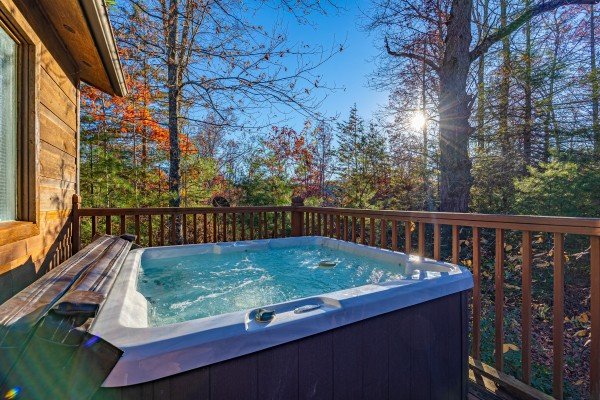 Hot tub at A Dream Romance, a 1 bedroom cabin rental located in Gatlinburg