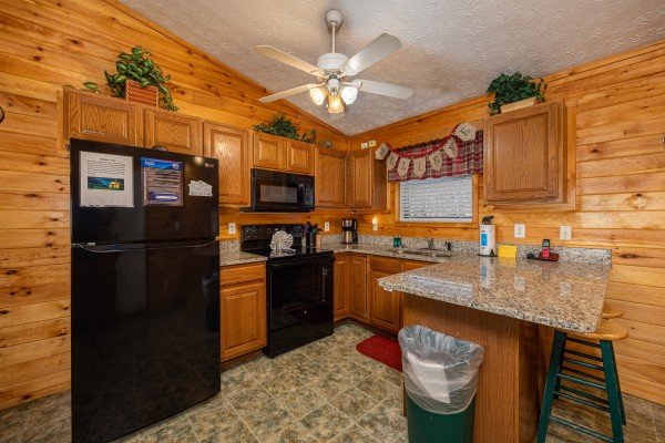 Kitchen at A Dream Romance, a 1 bedroom cabin rental located in Gatlinburg