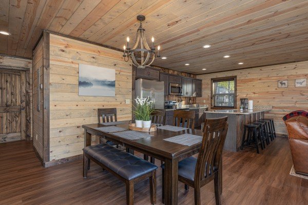Dining table for six at Heaven's Hill, a 3 bedroom cabin rental located in Gatlinburg