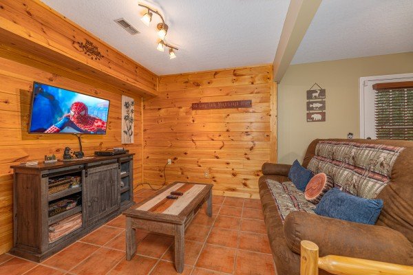 Entertainment room at Copper Owl, a 2 bedroom cabin rental located in Pigeon Forge