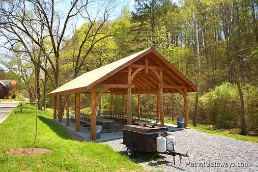 Resort picnic pavilion at The Cowboy Way, a 4 bedroom cabin rental located in Pigeon Forge