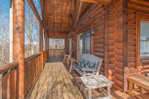 Deck on the main floor at The Cowboy Way, a 4 bedroom cabin rental located in Pigeon Forge