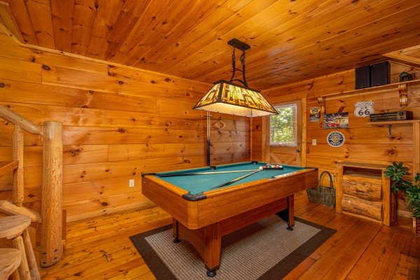 Pool table at American Dream, a 2 bedroom cabin rental located in Gatlinburg