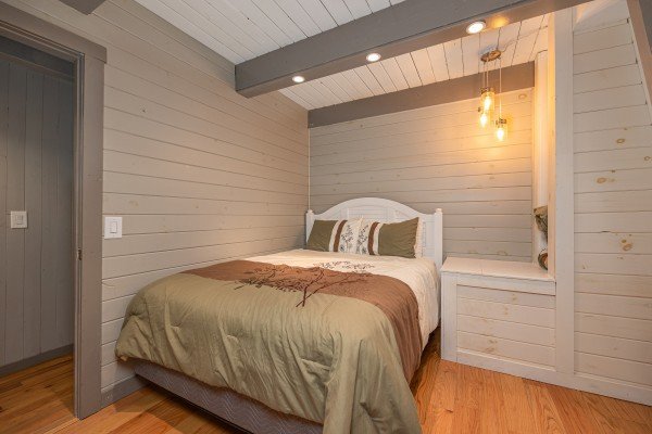 Bedroom lighting at A Getaway Chalet, a 2 bedroom cabin rental located in Gatlinburg