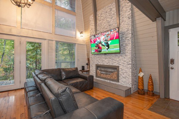 Deck access from living room at A Getaway Chalet, a 2 bedroom cabin rental located in Gatlinburg
