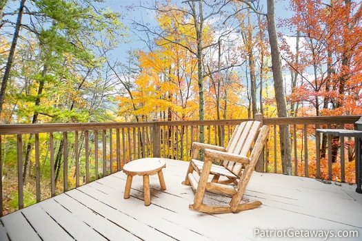 View of the fall foliage from the deck of Hooked on Bears, a 2 bedroom cabin rental located in Pigeon Forge