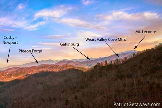 Area reference of the view from Don't Blink! A 5-bedroom cabin rental located in Pigeon Forge