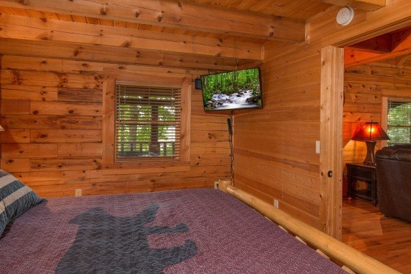 TV in a bedroom at Bear Mountain, a 2 bedroom cabin rental located in Pigeon Forge