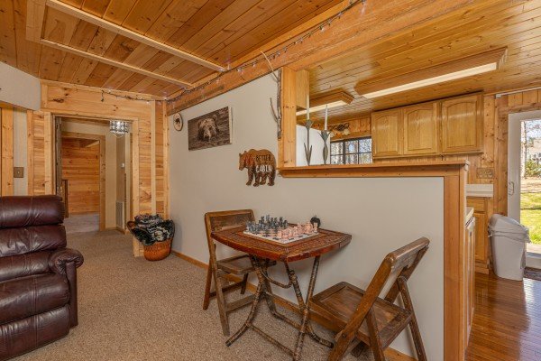 Chess table at A Mountain Hyde-a Way, a 2 bedroom cabin rental located in Pigeon Forge