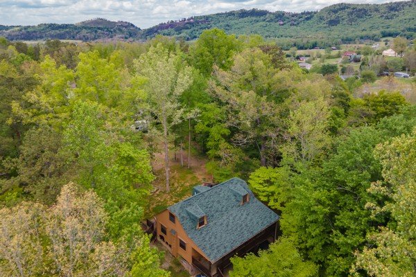 Looking down at A Mountain Hyde-a-way, a 2 bedroom cabin rental located in Pigeon Forge