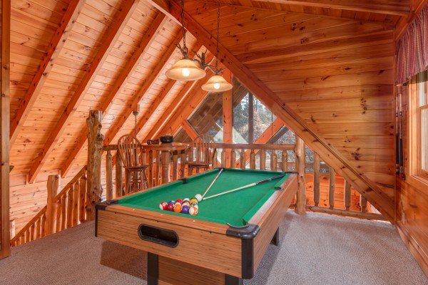 Pool table at Alpine Sondance, a 2 bedroom cabin rental located in Pigeon Forge