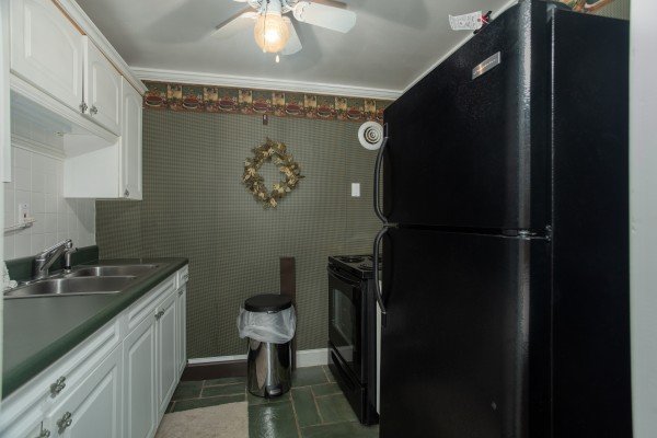 Small kitchen on the lower level at Best View Ever! A 5 bedroom cabin rental in Pigeon Forge