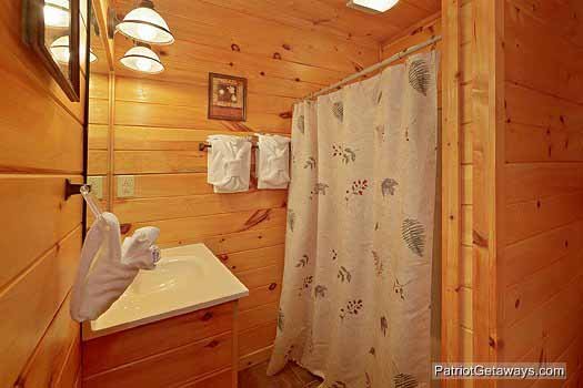 Bathroom with shower at Paradise View, a 1 bedroom cabin rental located in Pigeon Forge