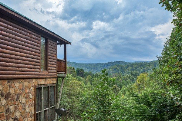 Mountains and the cabin at Paradise View, a 1 bedroom cabin rental located in Pigeon Forge