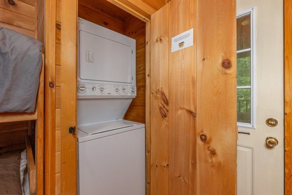 Washer and dryer at Paradise View, a 1 bedroom cabin rental located in Pigeon Forge