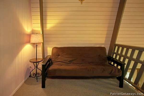 Futon in the loft of Gatlinburg Lodge, a 6-bedroom cabin rental located in Gatlinburg