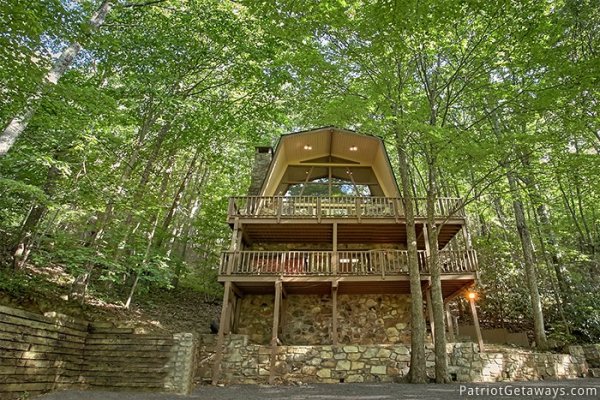 View of the front exterior of at Gatlinburg Lodge, a 6-bedroom cabin rental located in Gatlinburg