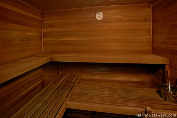 In home sauna at Gatlinburg Lodge, a 6-bedroom cabin rental located in Gatlinburg