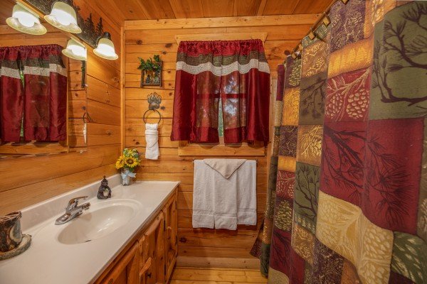 Bathroom at Sweet Serenity, a 2 bedroom cabin rental located in Gatlinburg