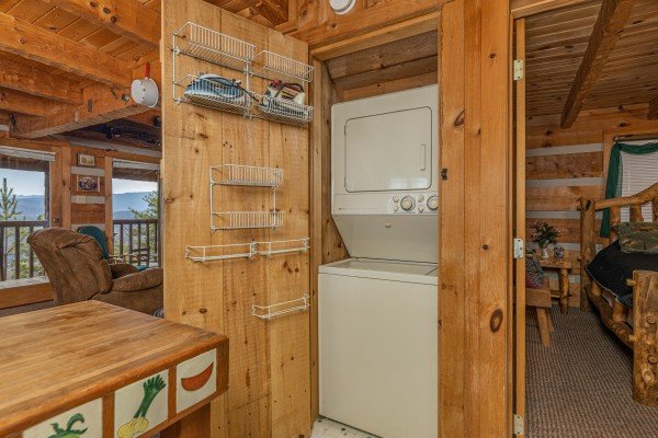 Washer and dryer at Stellar View, a 1 bedroom cabin rental located in Pigeon Forge