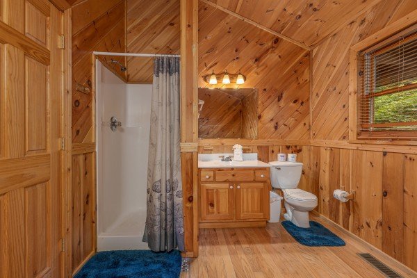 Bathroom with a shower at Kaleidoscope, a 2 bedroom cabin rental located in Pigeon Forge