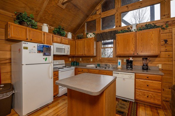 Kitchen at Lincoln Logs, a 2 bedroom cabin rental located in Gatlinburg 